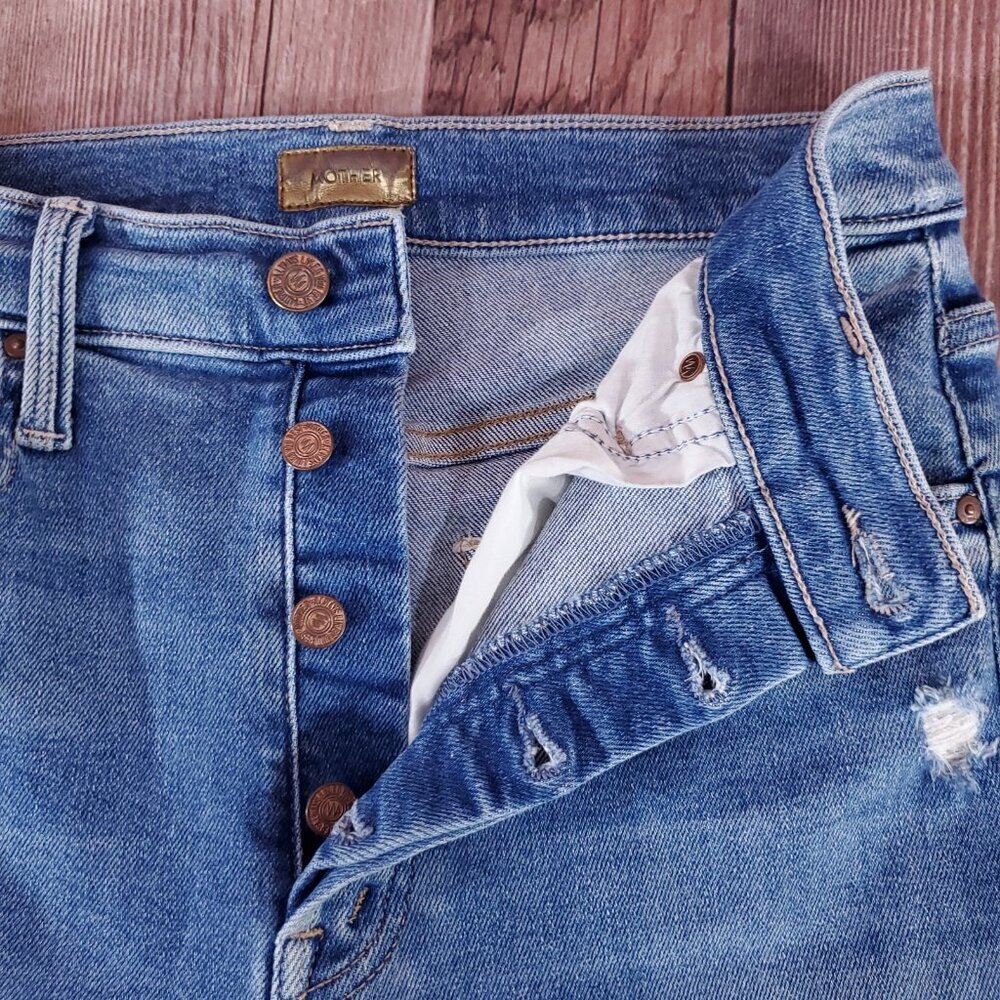 Mother Womens Size 27 The Tomcat Play Like A Pirate Straight Leg Jean Distressed - Picture 7 of 16